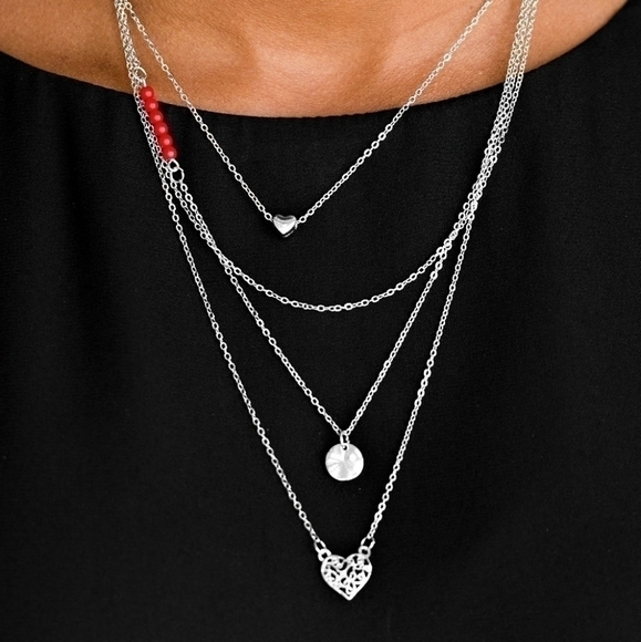 paparazzi Jewelry - RED gypsy heart necklace set